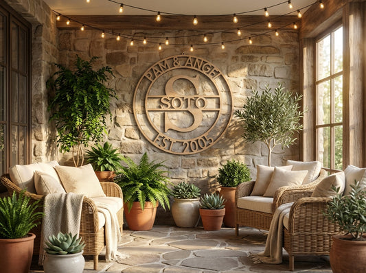 Personalized Monogram Round Wood Sign - Professional Artwork