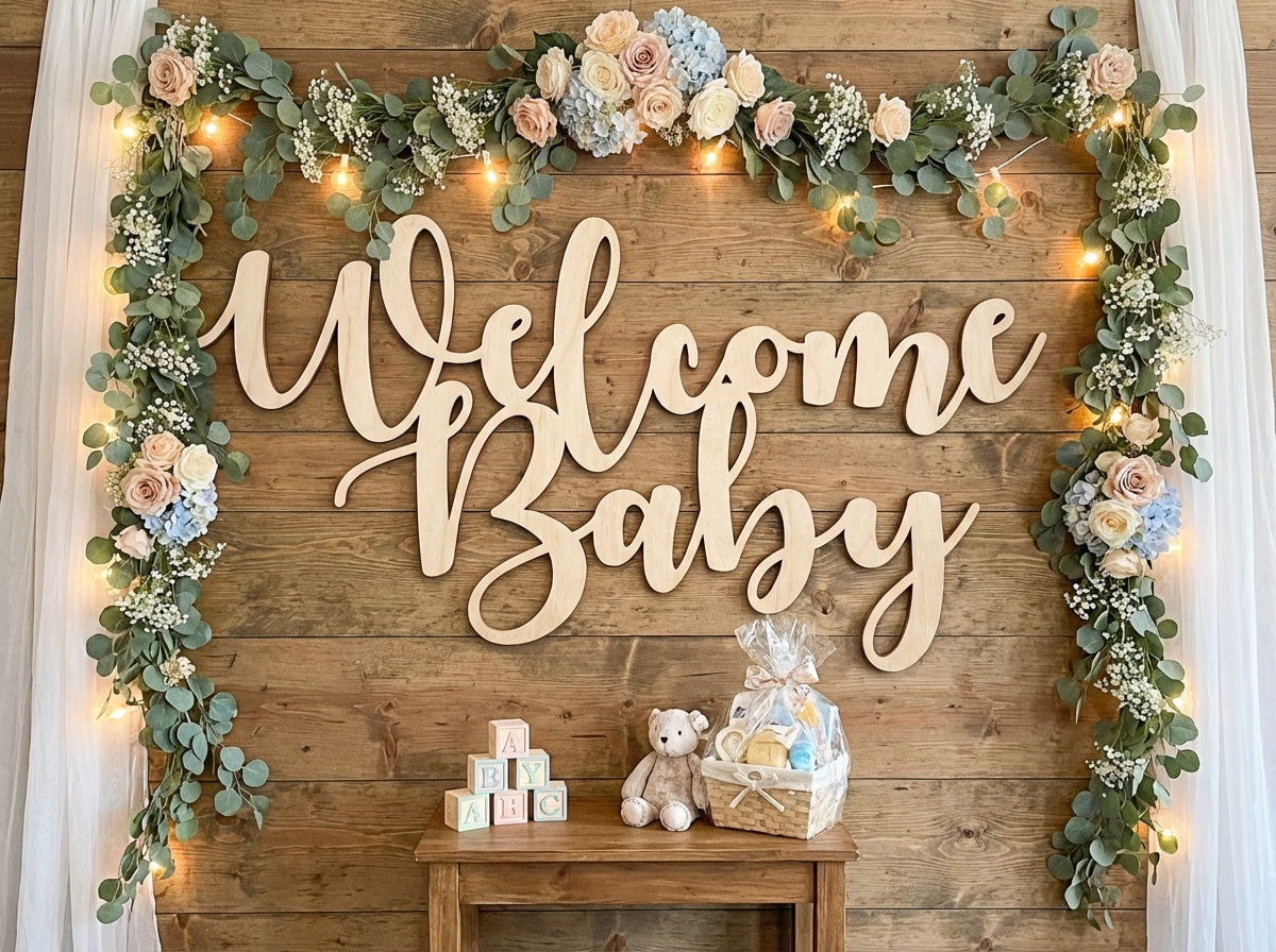 Welcome Baby Wood Sign - Professional Artwork