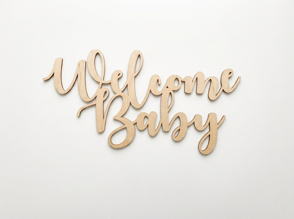 Welcome Baby Wood Sign - Professional Artwork