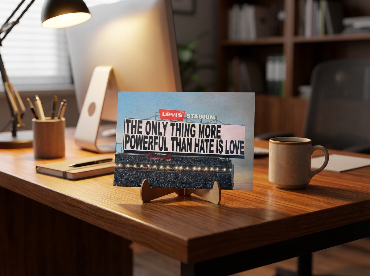 "The Only Thing More Powerful Than Hate Is Love" 5"x7" wood artwork.