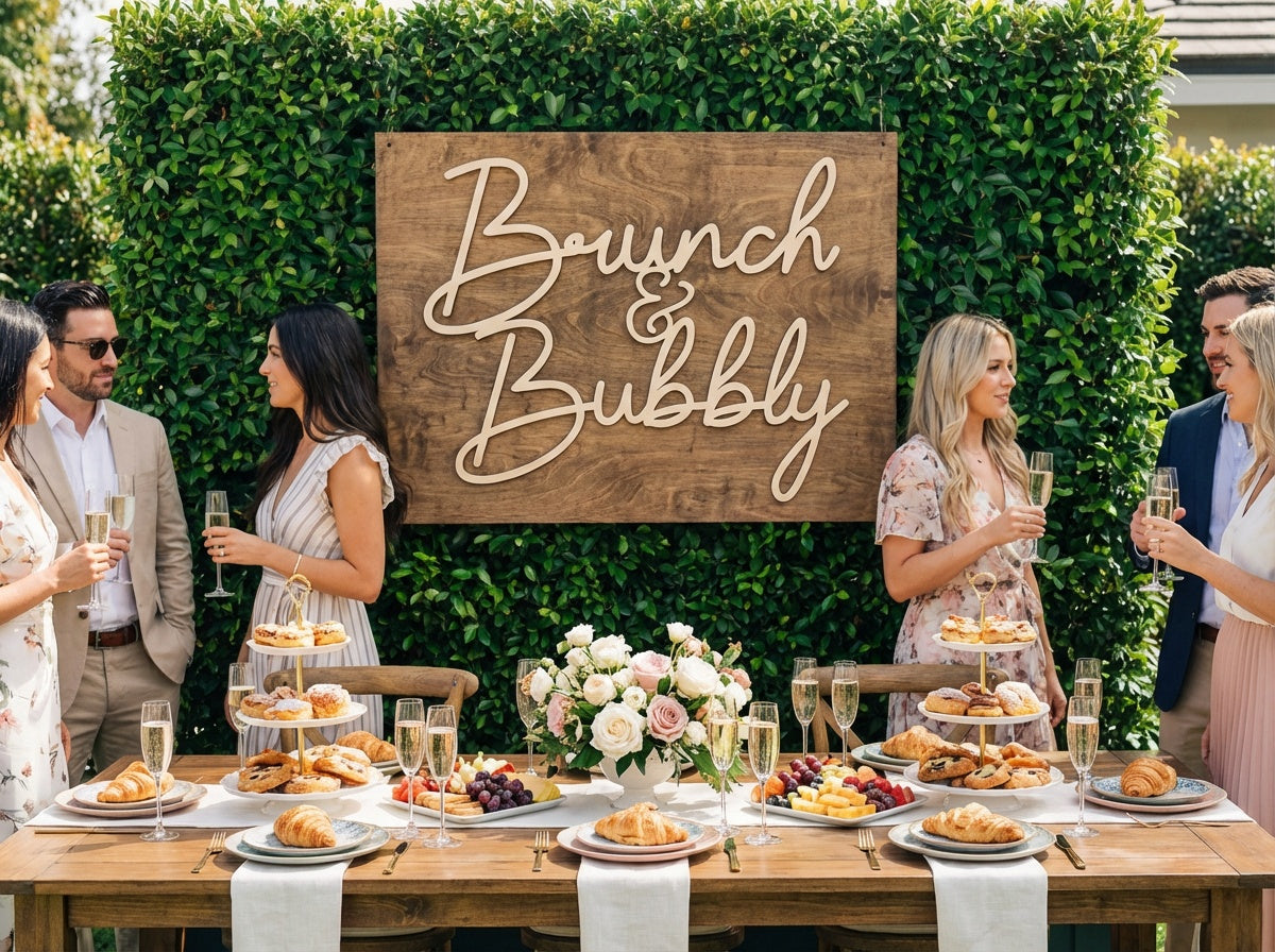 Brunch & Bubbly Wood Sign - Professional Artwork