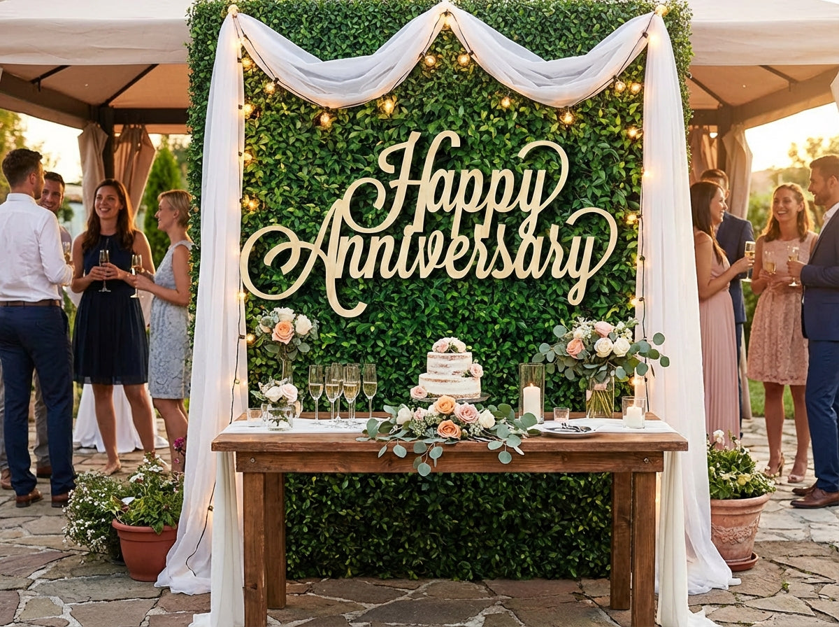 Happy Anniversary Wood Sign Stacked - Professional Artwork