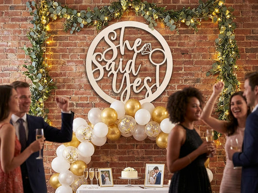 She Said Yes Round Wood Sign - Professional Artwork