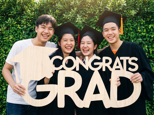 Congrats Grad Stacked Wood Sign - Professional Artwork