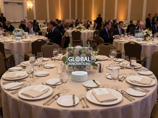 Custom LED 6"x6” Square Acrylic Table Sign. Wireless Remote Included. Your Logo or Message. - Professional Artwork