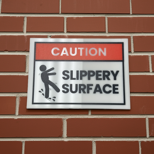 Caution, Slippery Surface Acrylic Signs, Size 5x7, Choose from 10 Warning and Policies, Each Sign Comes With Double Sided Tape for Easy Displaying. (Design 6) - Professional Artwork