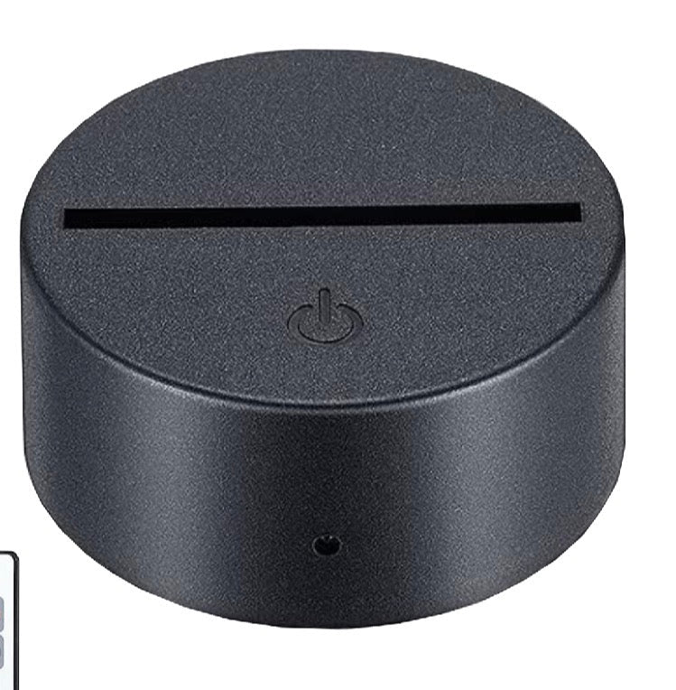 Black compact round LED base with acrylic slot and touch power button