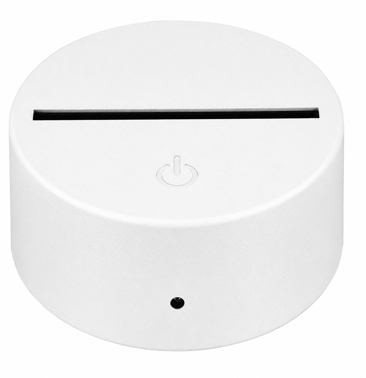 White compact round LED base with acrylic slot and touch power button