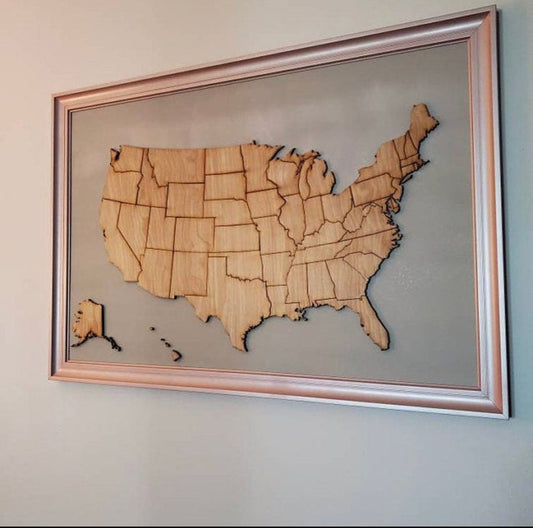 USA Map wood cut out - Professional Artwork