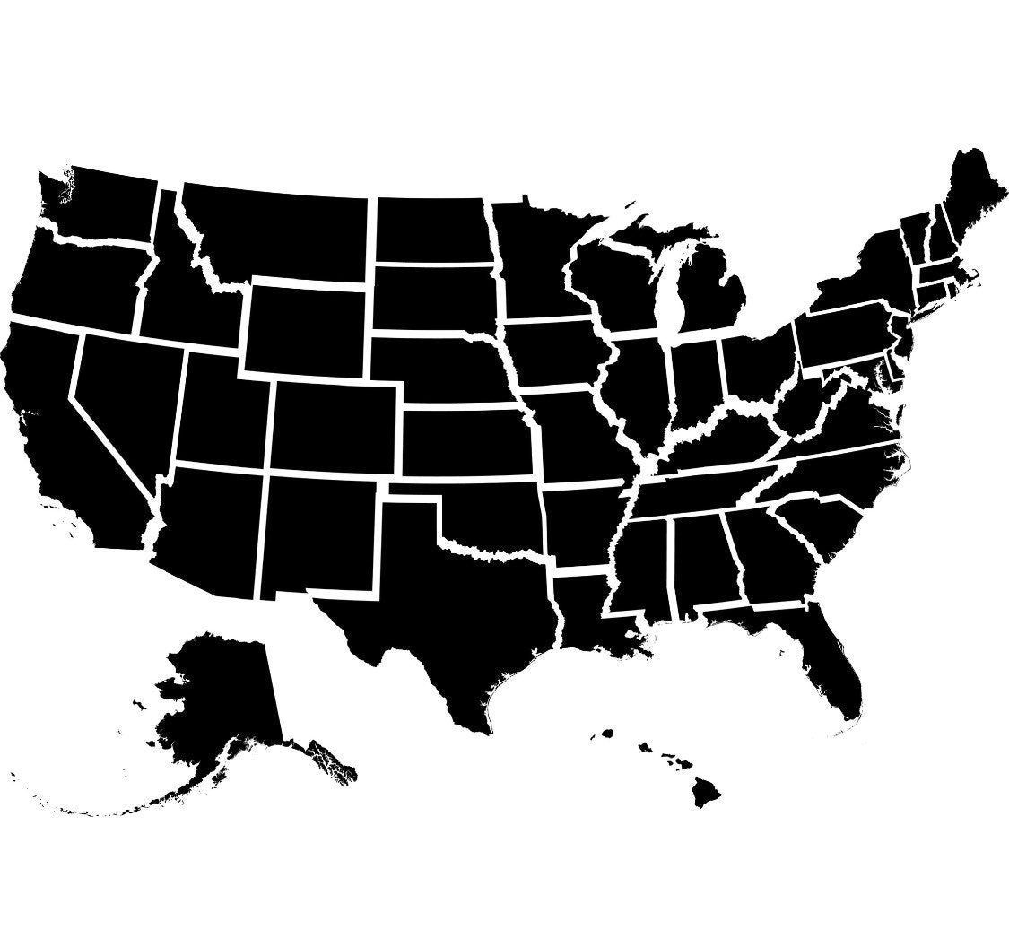 USA Map wood cut out - Professional Artwork