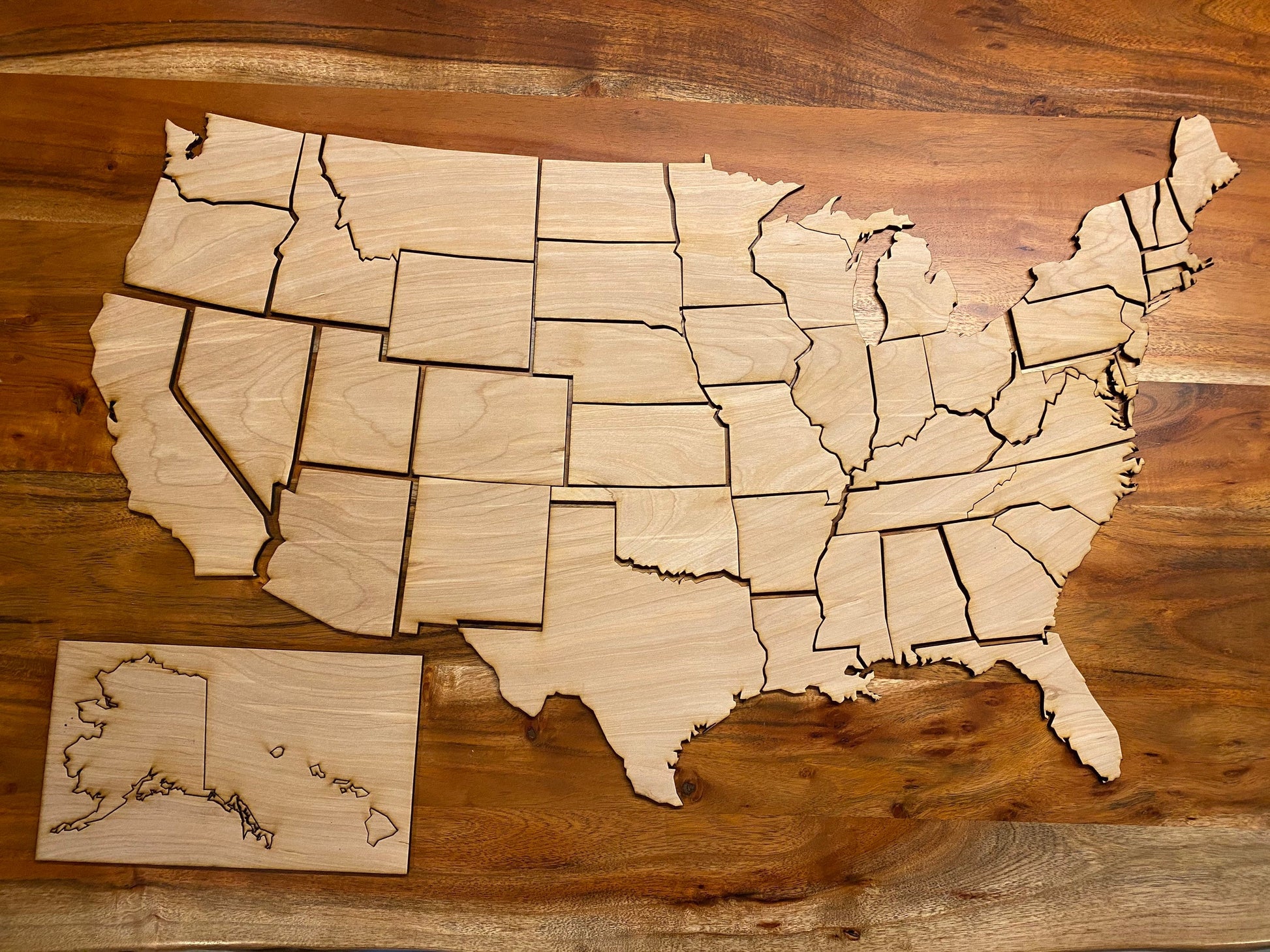 USA Map wood cut out - Professional Artwork