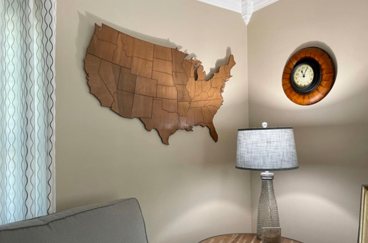 USA Map wood cut out - Professional Artwork