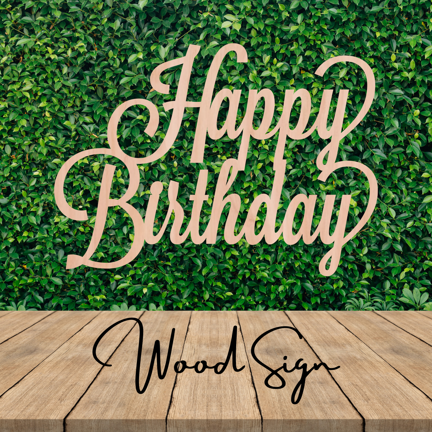 Happy Birthday Wood Sign Stacked - Professional Artwork