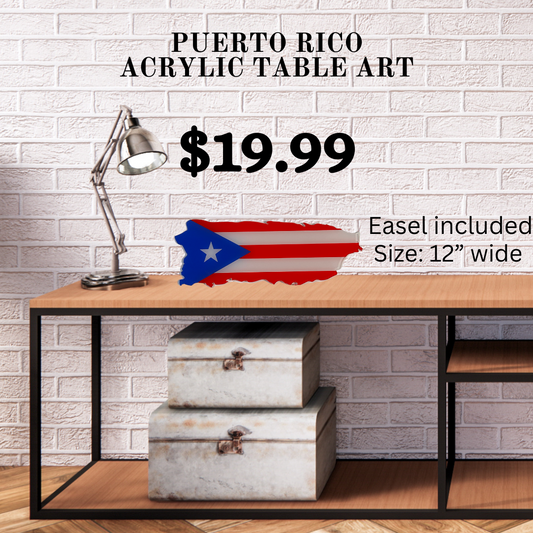 Puerto Rico Flag Acrylic Table Art - Professional Artwork