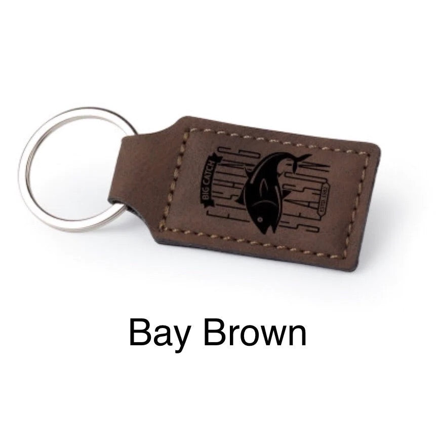 Rectangular Leather Keychain Bay Brown