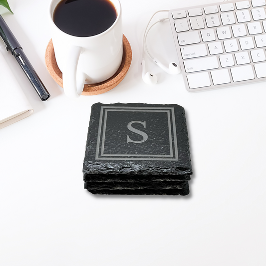 Square Slate Coasters Set of 4 - Bulk Corporate Logo - Professional Artwork