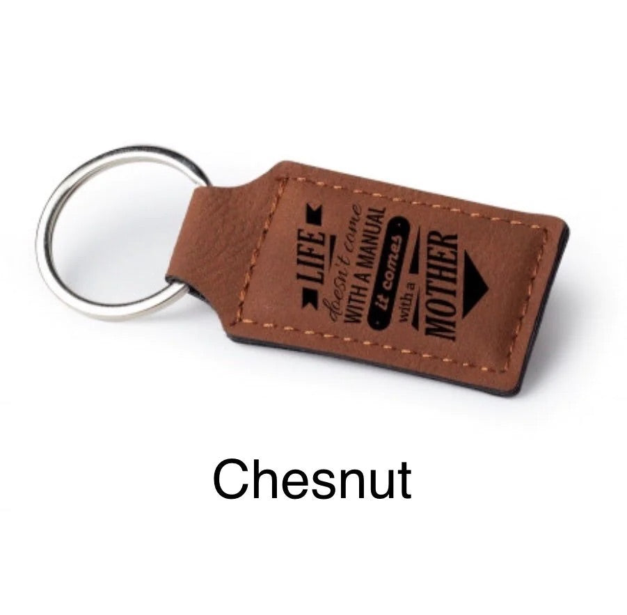 Rectangular Leather Keychain Chestnut